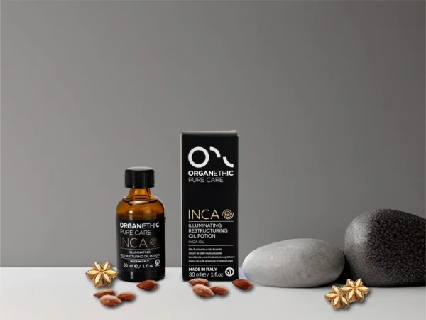 Small size bottle of Inca Restructuring Oil Potion, with almonds